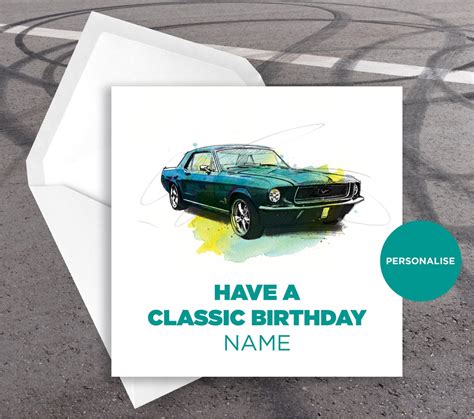 Ford Mustang Birthday Card Classic Car Birthday Card Etsy