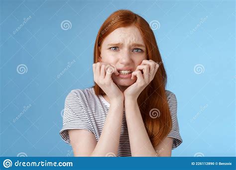Worried Uncomfortable Scared Young Panicking Redhead Young Girl Feeling