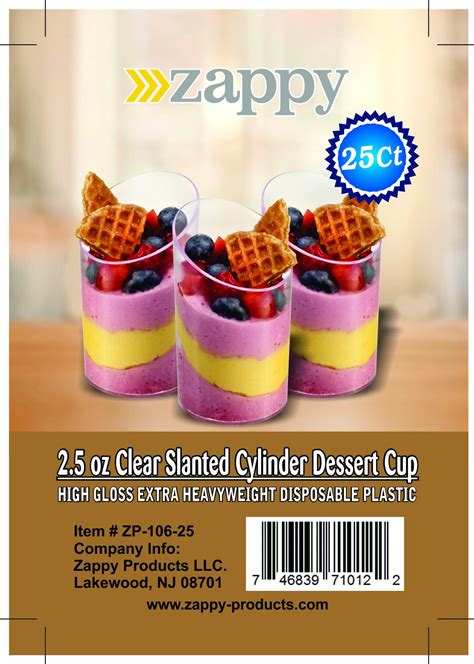 Zappy Elegant Clear Slanted Cylinder Mini Dessert Appetizer Cup 25 Oz