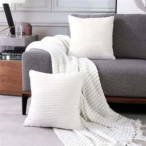 Deconovo Set Of 2 Throw Pillow Cover With Stripe Super Soft Corduroy