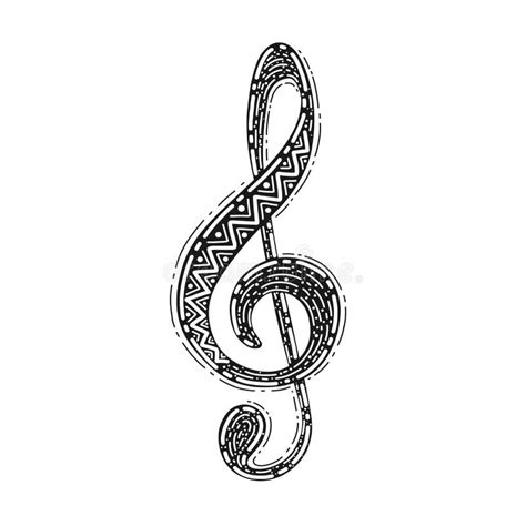 Treble Clef Drawingmusical Conceptmusic Notes Vector Illustration
