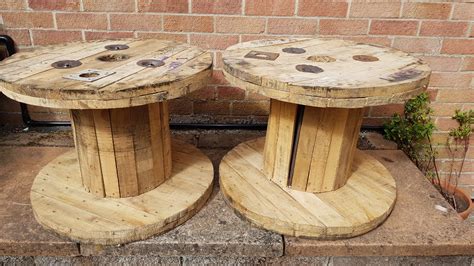 Wooden Cable Drum Reel Ideal For Coffee Patio Table Pot Etsy Uk
