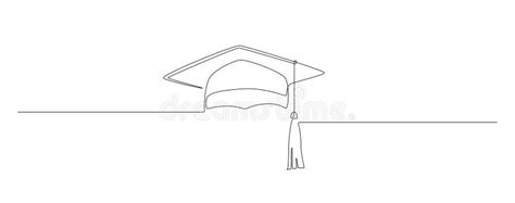 One Continuous Line Drawing Of Graduation Hat Studying Thin Symbol Or