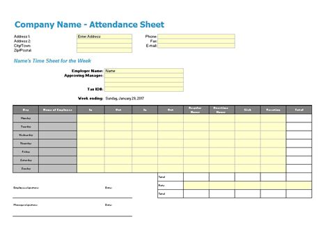Employee Attendance Sheet Template For Your Needs