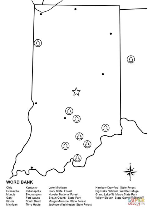 Indiana Map Worksheet coloring page | Free Printable Coloring Pages