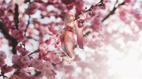 Landscape Cherry Blossom Anime Girls Blurred Wallpapers
