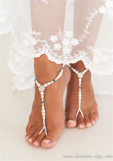 bead barefoot sandals bridal foot jewelry pearl and