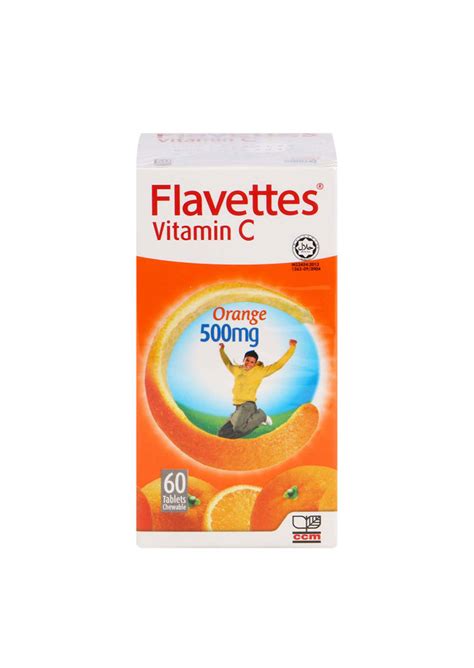 Flavettes glow mengandungi khasiat vitamin c, e dan glutathione ini sudah diketahui umum bagus untuk kesihatan tubuh badan. FLAVETTES VITAMIN C 500MG ORANGE 60'S
