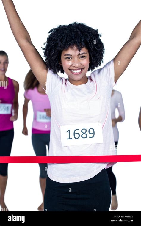 Female Athlete Crossing Finish Line Hi Res Stock Photography And Images