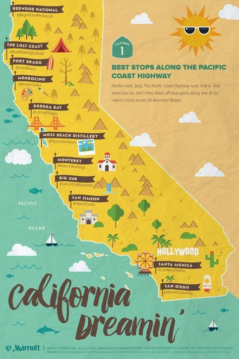 Pacific Coast Highway California Map Detailed California Coast Road