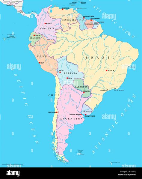 Latin America Political Map With Capitals