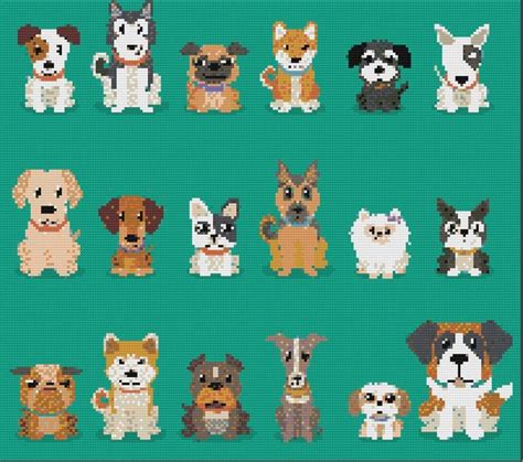 72 Mini Animals Dogs Stitch Patterns Printable Dogs Heads And Etsy