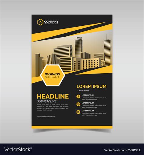 Black And Yellow Business Flyer Design Template Vector Image