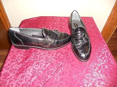Mens Stacy Adams Genuine Snakeskin Leather Black Dress Shoes With