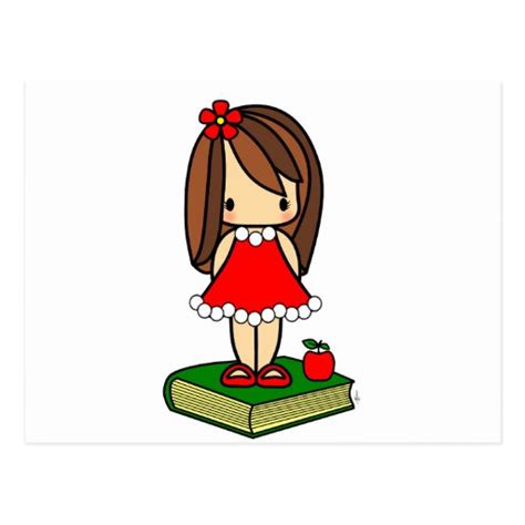 Cute Christmas Brown Haired Teacher Postcard Zazzle