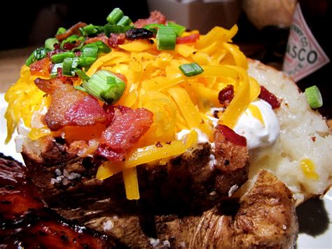 Rather than spreading the potato wedges on the baking sheet and drizzling the oil and adding the spices, i'll. Houston's Loaded Baked Potato | Today is the last day that ...