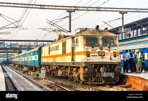 Passenger Train At New Delhi Railway Station India Stock Photo Alamy