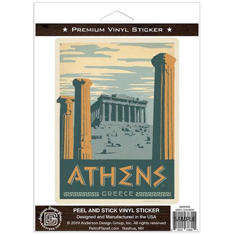 Athens Greece Parthenon Vinyl Sticker Retro Planet