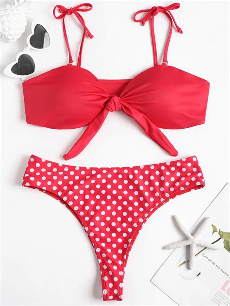 Buy 2018 Sexy Bikinis Women Tie Front Polka Dot Plus