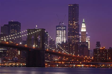Brooklyn Bridge And Manhattan Skyline At Night Nyc Photograph By