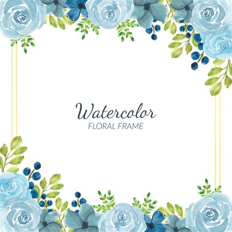 Watercolor Blue Floral Frame Decoration 1308835 Vector Art At Vecteezy