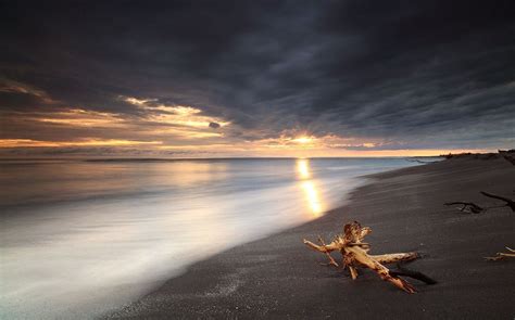 nature, Landscape, Beach, Sunset, Black, Sand, Dark ...
