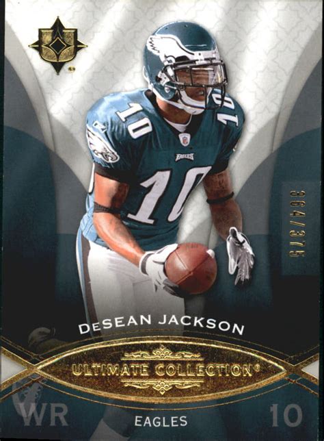 The priceguide.cards trading card database has prices achieved from actual card sales, not estimates. 2009 Ultimate Collection Football Card #75 DeSean Jackson ...