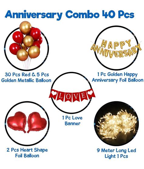 Buy Party Propz Red And Golden Happy Anniversary Decorations For Home Kit Pcs Combo Set With