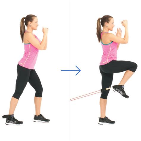 Standing Knee Raise With Bands Knee Band Workout Knee Exercises