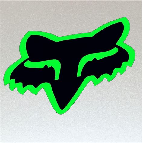 2 X Fox Racing Head Green Outline And Black Fox Racing Logo Stickers