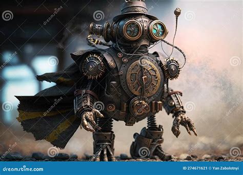 Robot Steampunk Steam Art Ai Generative Ai Stock Illustration
