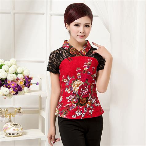 High Quality Chinese Style Mandarin Collar Women Tang Suit Tops Blouse