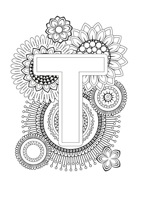 Adult Coloring Pages Letter T Coloring Pages