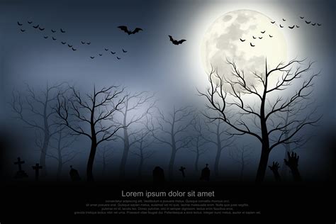 Halloween Background Spooky Forest With Full Moon And Grave 3307411