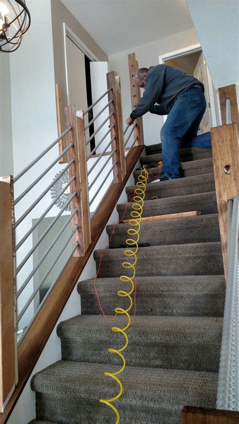 Maybe you would like to learn more about one of these? Making rebar railings | Rustic stairs, Stairway railing ideas, House stairs