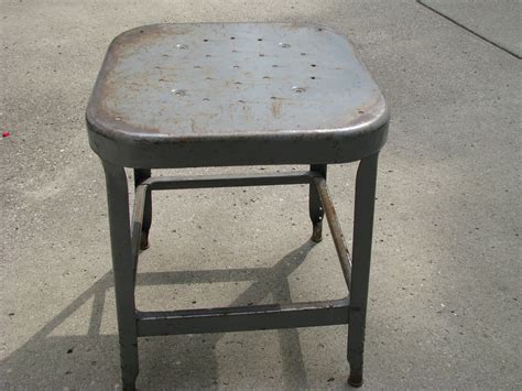 Awesome Vintage Lyon Industrial Gray Metal Shop Stool