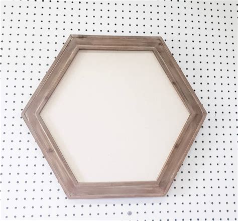 hexagon shaped natural wood framed pin board modern farmhouse linen bulletin board enamel pin