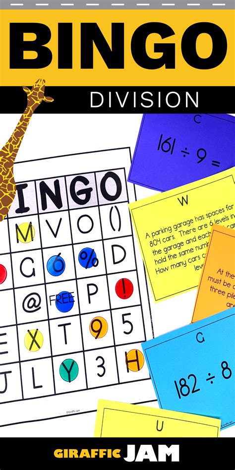 Division Bingo 4th Grade Math Review Game Division Word Problems