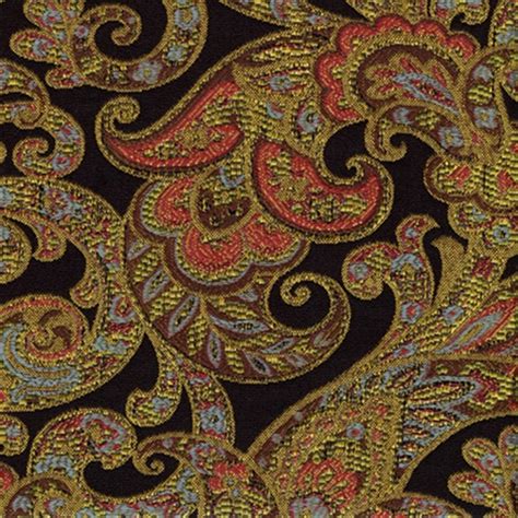 Grand Paisley Onyx Jacquard Paisley Upholstery Fabric 30414