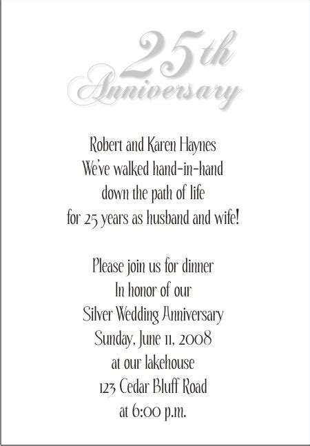 25th Wedding Anniversary Invitations