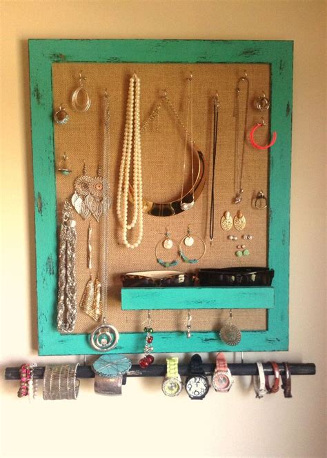 Diy Jewelry Holder Made With A Picture Frame And Burlap
