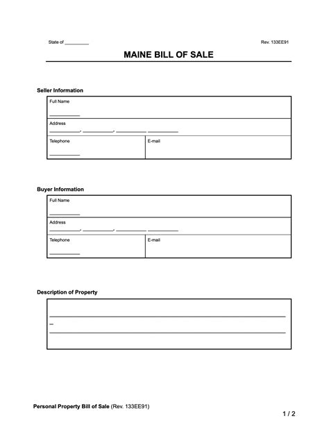 Free Maine Bill Of Sale Forms Pdf And Word Legal Templates