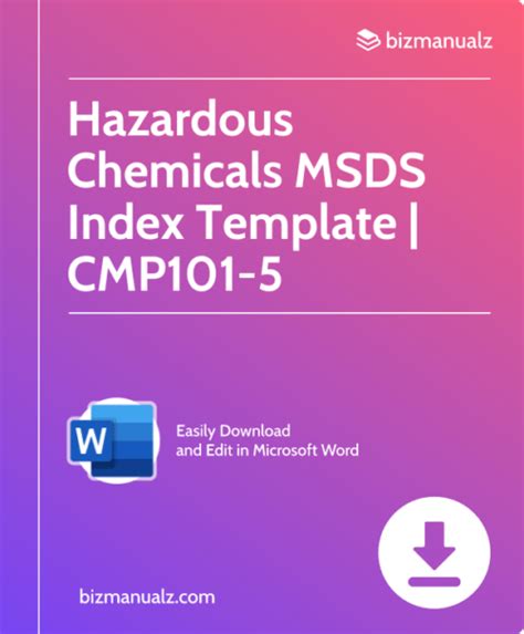 Hr Hazardous Chemicals Msds Index Template Word