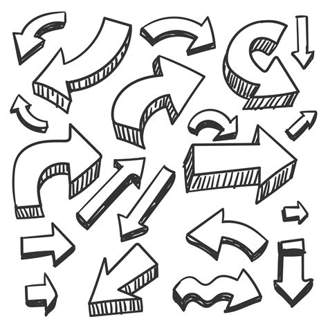 Hand Drawn Arrow Vector Icons Set Sketch Arrow Design For Business