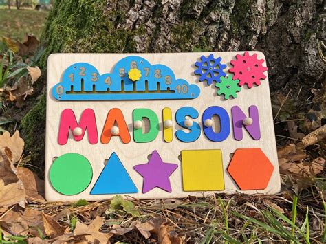 Personalized Baby Name Puzzle With Pegs Busy Puzzle Wooden Etsy