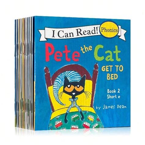 12 Pcs I Can Read Phonics Pete The Cat Learning English Picture Story