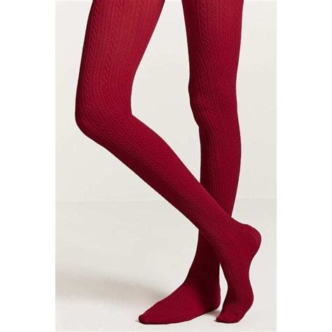 Forever21 Cable Knit Tights 890 Liked On Polyvore Featuring Intimates Hosiery Tights Red