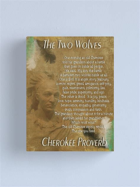 The Two Wolves Cherokee Proverb Canvas Print By Irisangel Redbubble