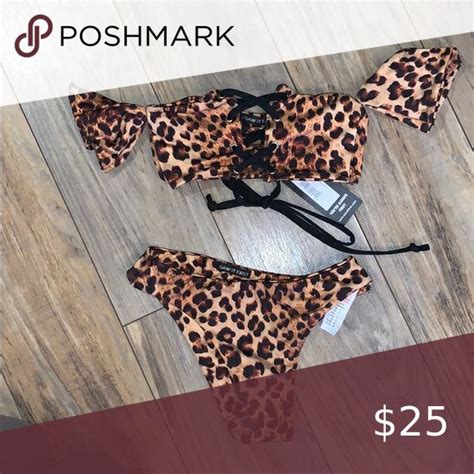 Off The Shoulder Cheetah Bikini In 2020 Cheetah Bikini Cheetah Print