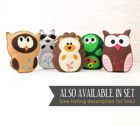 Stuffed Owl Sewing Pattern Felt Owl Plush Softie Woodland Etsy
